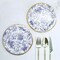 25 White 7 in Round Disposable Paper PLATES Blue Floral Design